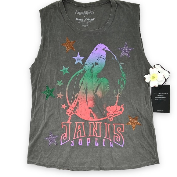 ☀️HP☀️NWT Lauren Moshi Kel Janis Joplin Sleeveless Tank Tee, XS - Picture 8 of 15